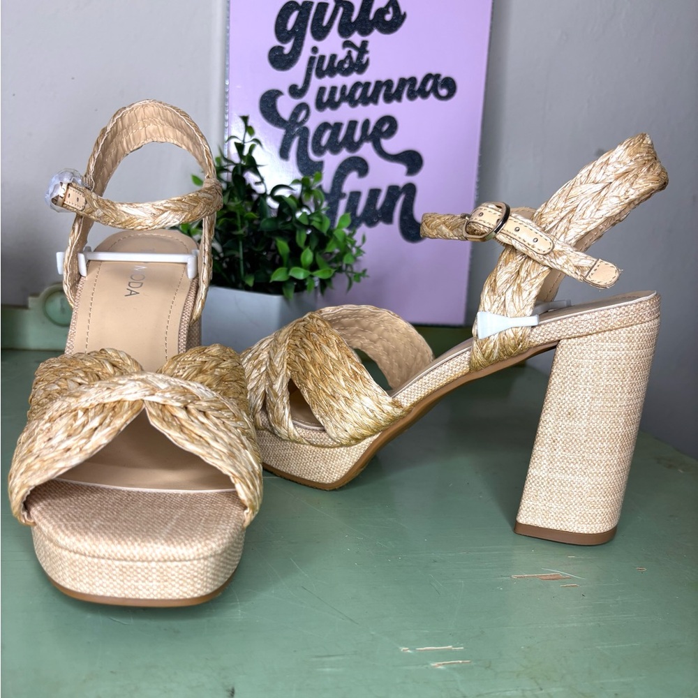 Woven Braided Platform Sandal - Natural